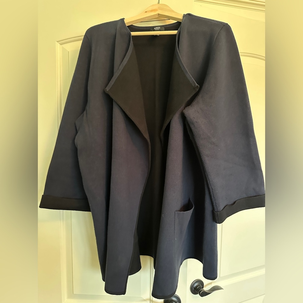 Alfani Women's Dark Blue Open Front Cape cardigan jacket